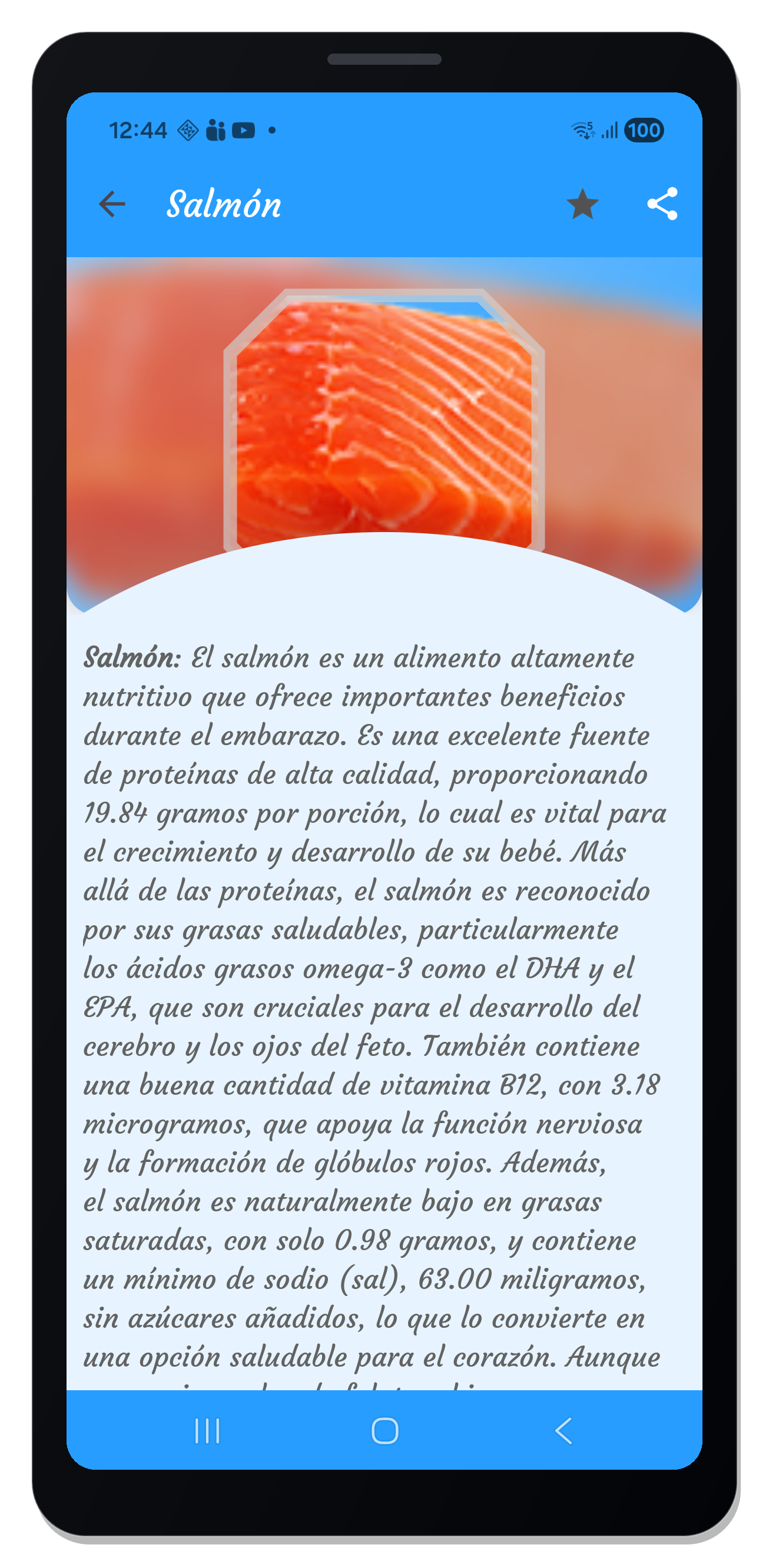 Food safety detail screen