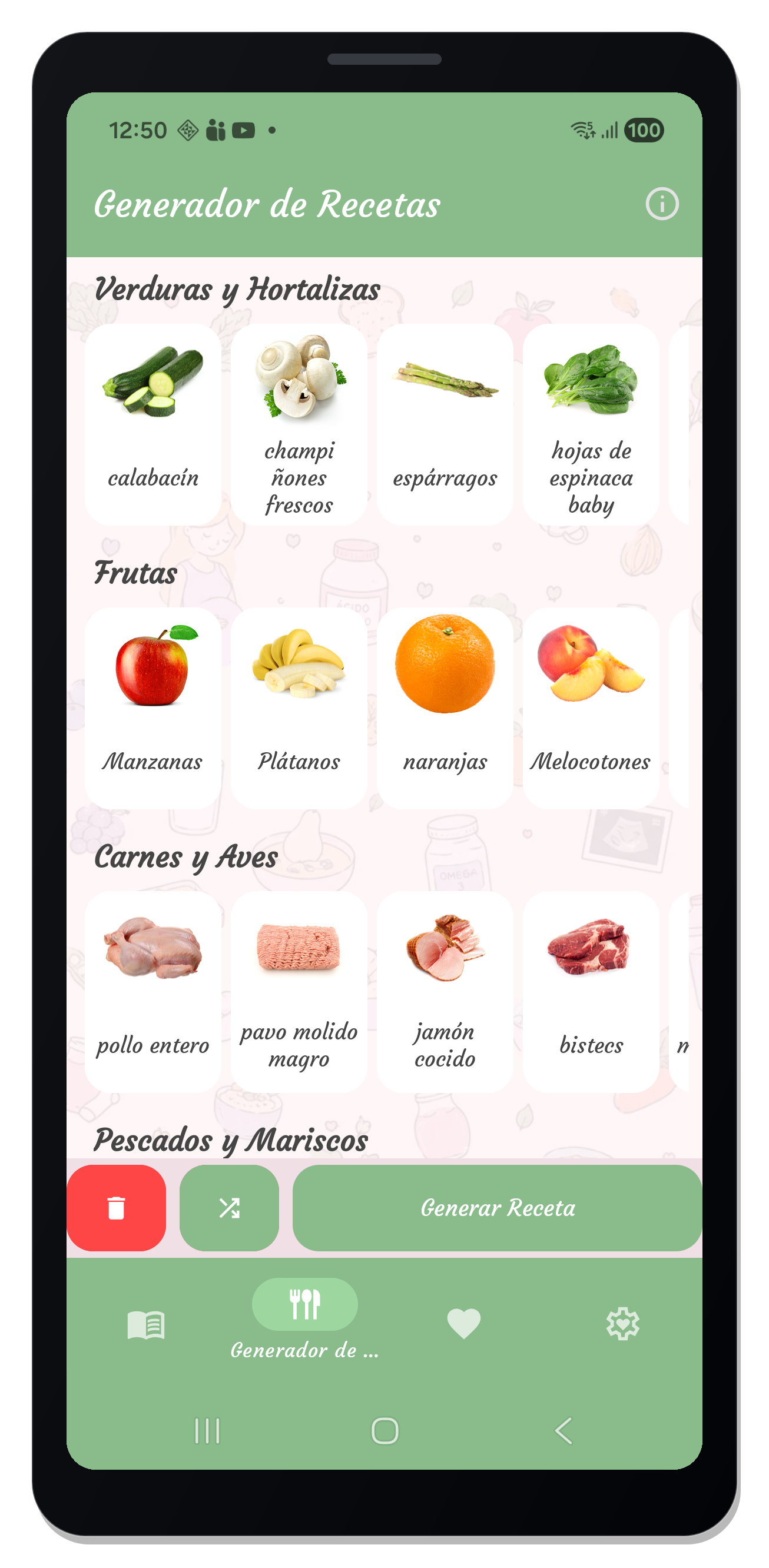 Recipe generator in Mama Eats